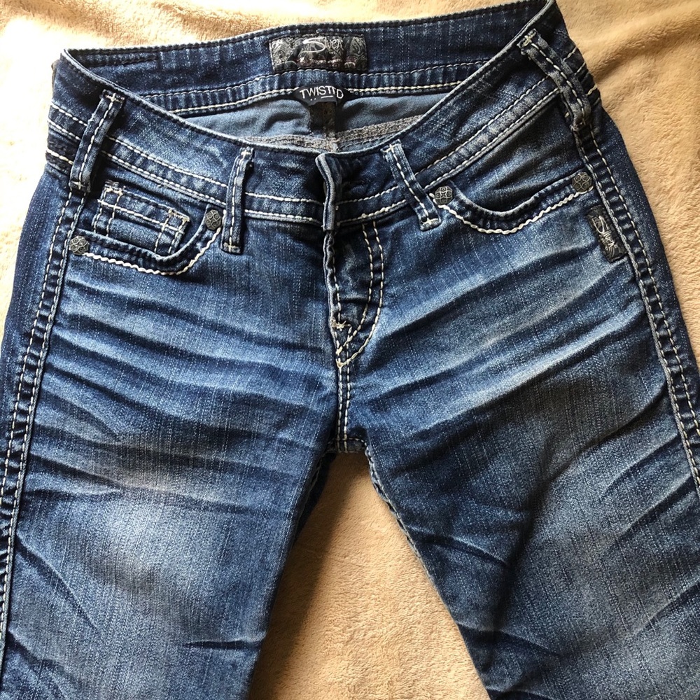 Silver Twisted Bootcut Jeans Size 24